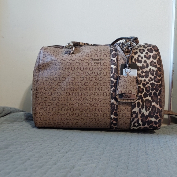 Guess Brown and Leopard Print Duffel Bag - Picture 1 of 9